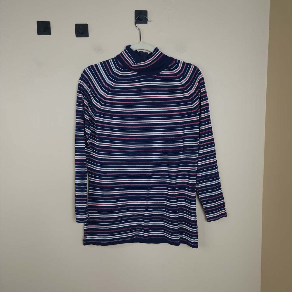 Vintage Danskin Long Sleeve Turtleneck Top Stripe Size 40/L